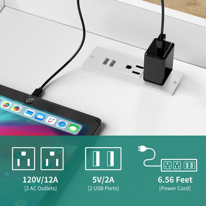 Set of 2 2-Drawers Nightstand with USB Charging Station for Bedroom Living Room