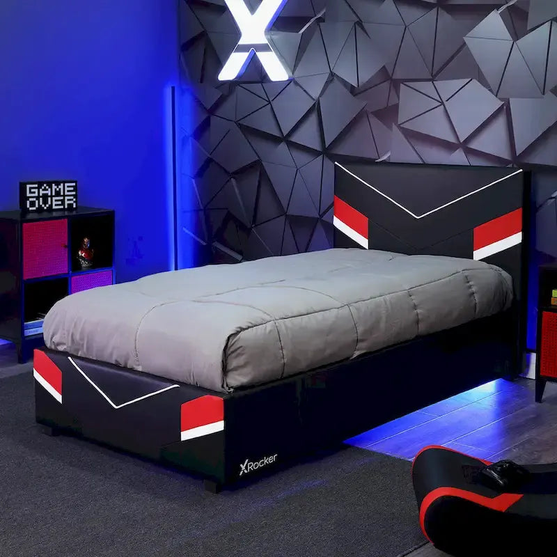 Orion eSports Gaming Bed Frame, Black/Red, Twin