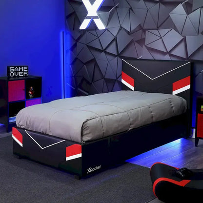 Orion eSports Gaming Bed Frame, Black/Red, Twin