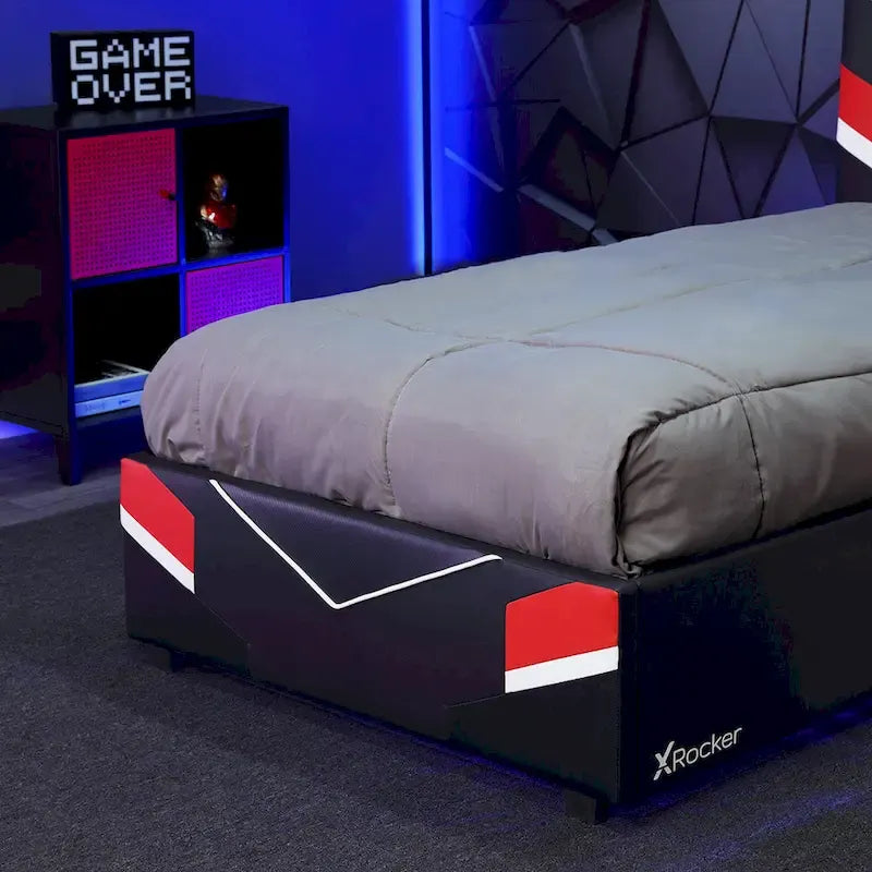 Orion eSports Gaming Bed Frame, Black/Red, Twin