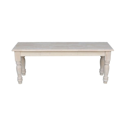 Unfinished Farmhouse Dining Bench, Solid Wood