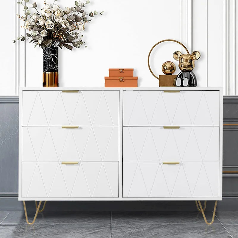 6 Drawer Dresser Drawer Chest Tall Storage Cabinet Organizer Unit Bedroom Living Room