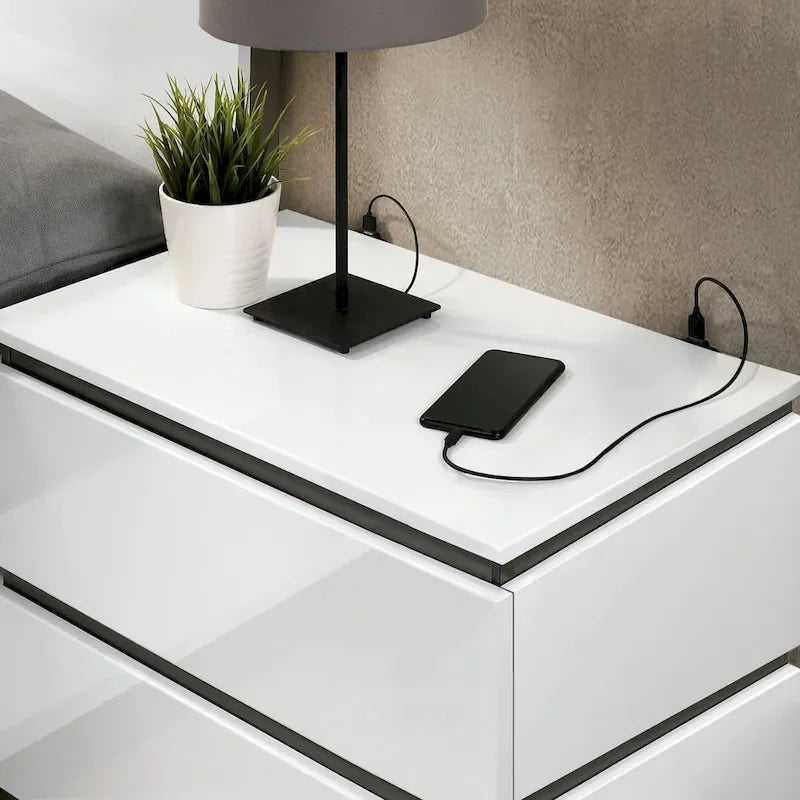 5-Piece Platform Bedroom Set with USB Charging Ports
