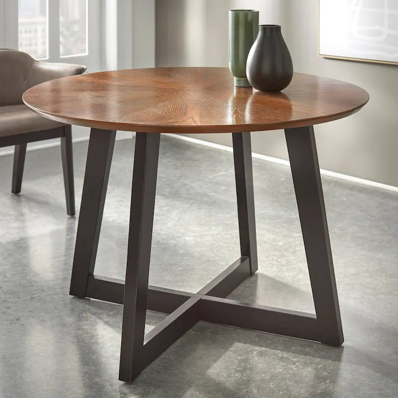 5-Piece Round Dining Set with 4 Upholstered Chairs