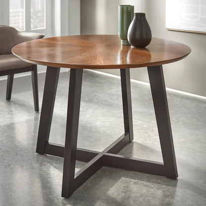 5-Piece Round Dining Set with 4 Upholstered Chairs