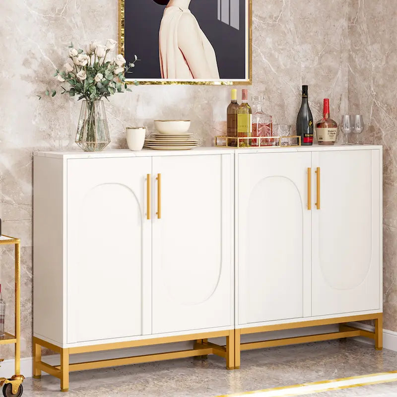 Sideboard Buffet Storage Cabinet Set with Door for Kitchen Dining Room, Accent Cabinet for Living Room