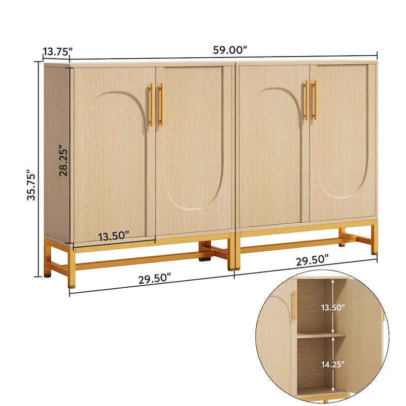 Sideboard Buffet Storage Cabinet Set with Door for Kitchen Dining Room, Accent Cabinet for Living Room