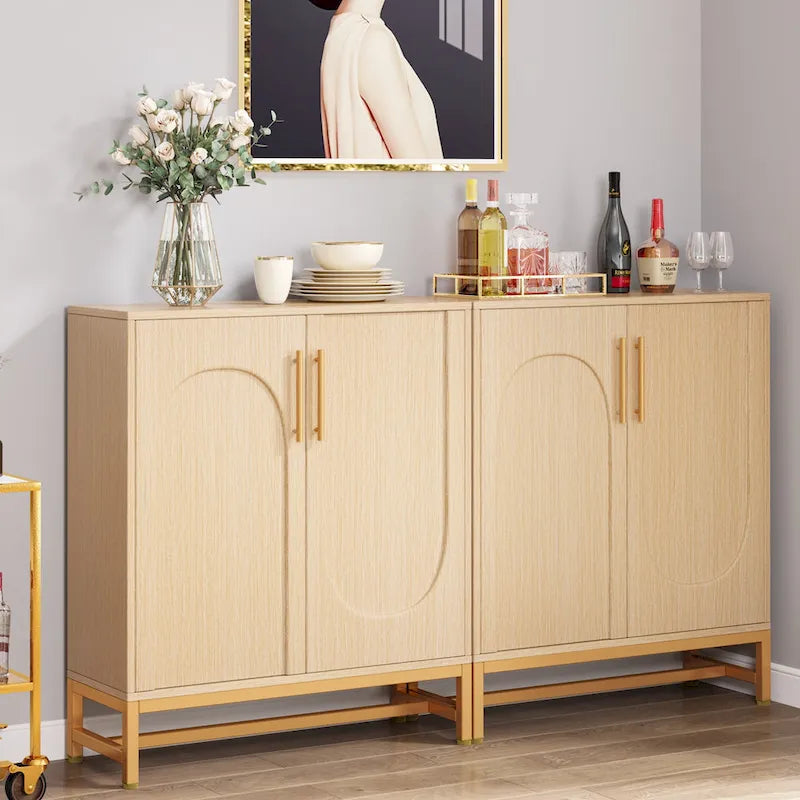 Sideboard Buffet Storage Cabinet Set with Door for Kitchen Dining Room, Accent Cabinet for Living Room