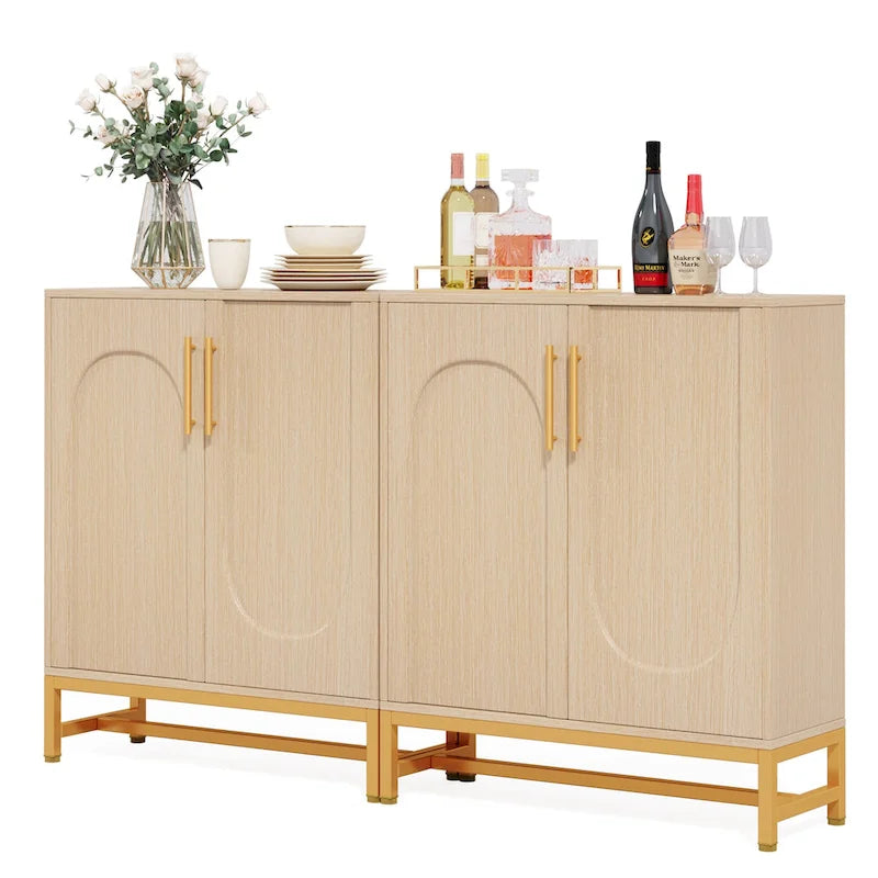 Sideboard Buffet Storage Cabinet Set with Door for Kitchen Dining Room, Accent Cabinet for Living Room