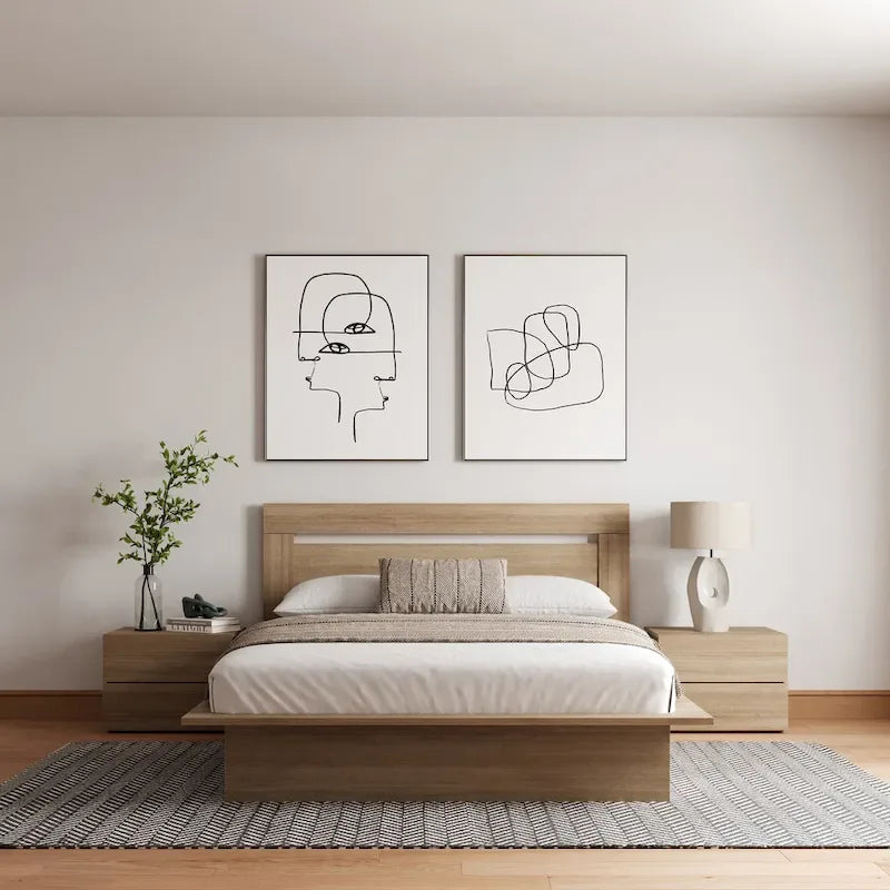 4-Piece Bedroom Set with Bed, Headboard, and 2 Nightstands