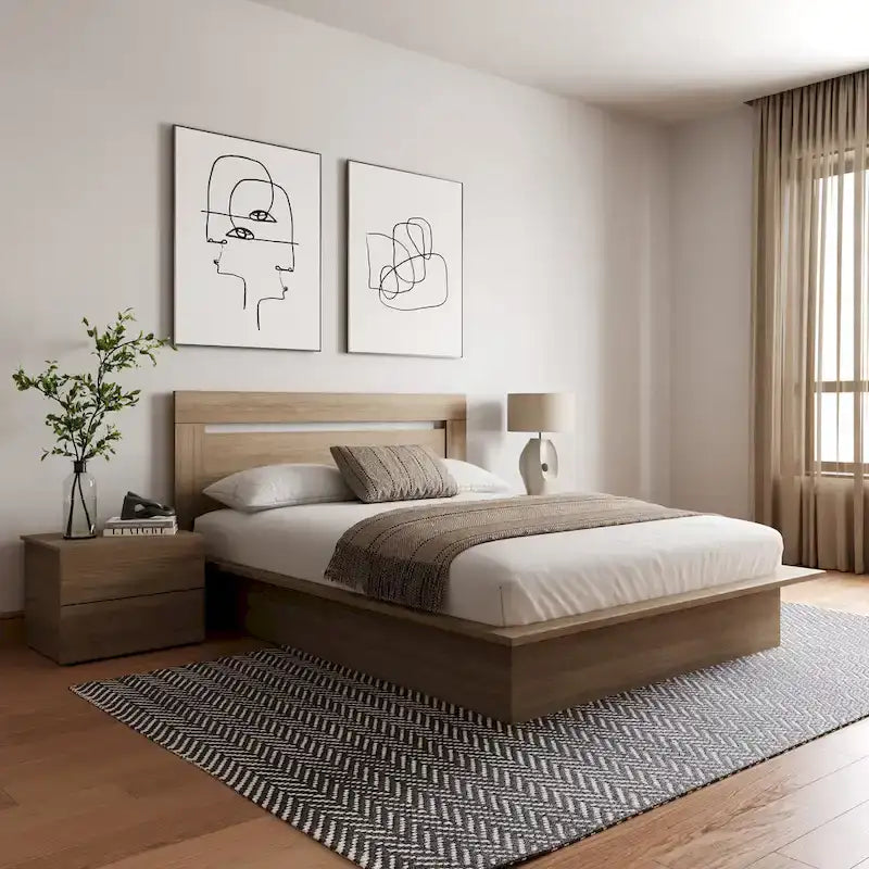 4-Piece Bedroom Set with Bed, Headboard, and 2 Nightstands