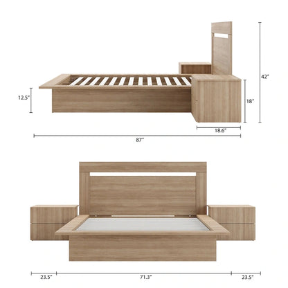 4-Piece Bedroom Set with Bed, Headboard, and 2 Nightstands