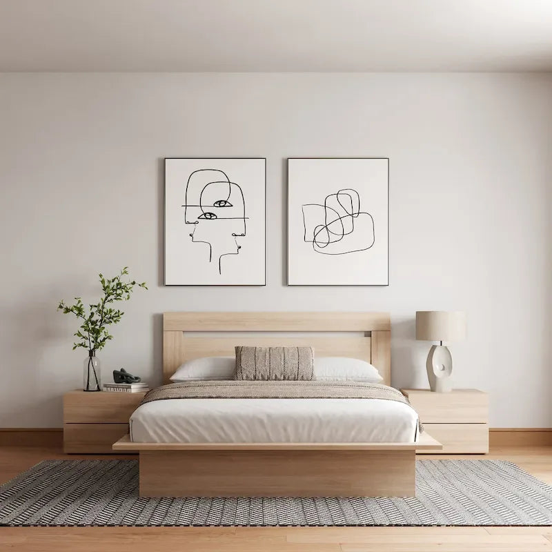 4-Piece Bedroom Set with Bed, Headboard, and 2 Nightstands