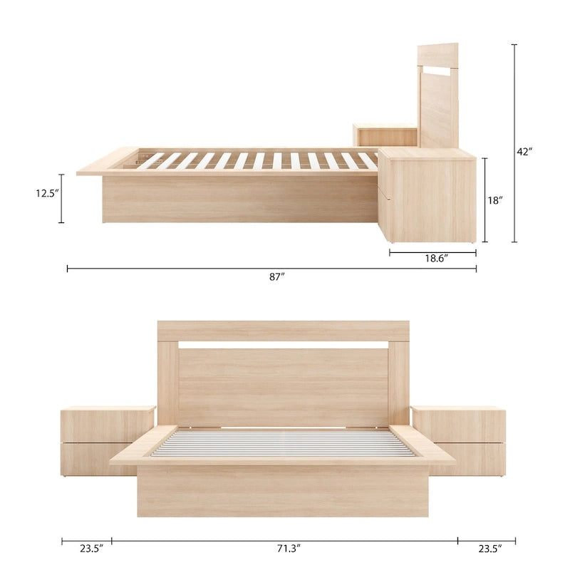 4-Piece Bedroom Set with Bed, Headboard, and 2 Nightstands