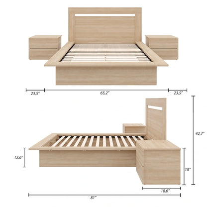 4-Piece Bedroom Set with Bed, Headboard, and 2 Nightstands