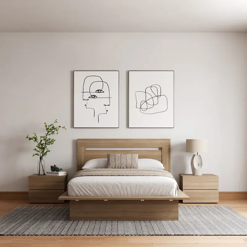 4-Piece Bedroom Set with Bed, Headboard, and 2 Nightstands