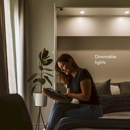 High-Gloss Murphy Bed with Storage and LED Lighting