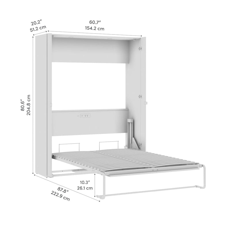 High-Gloss Murphy Bed with Storage and LED Lighting