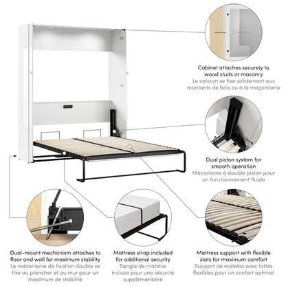 High-Gloss Murphy Bed with Storage and LED Lighting