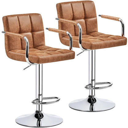  Bar Stools with 360-Degree Swivel and Adjustable Height- Set of 2