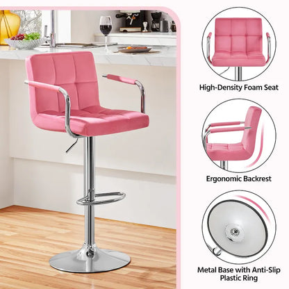 Bar Stools with 360-Degree Swivel and Adjustable Height- Set of 2