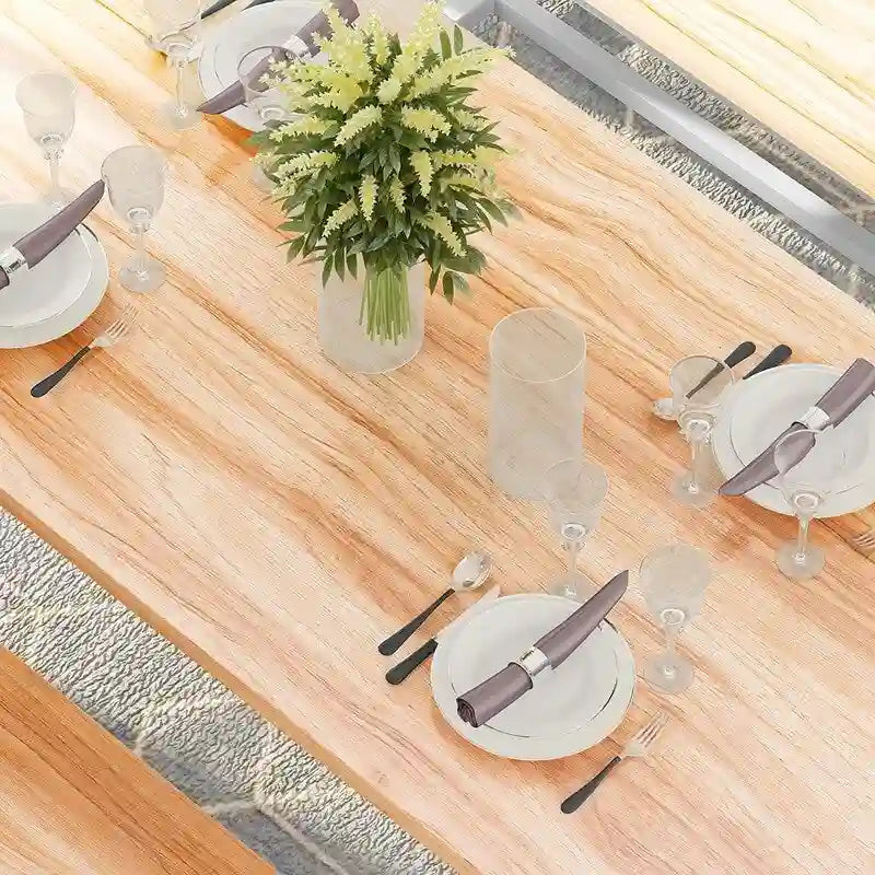Charming Simple Style Dining Table Set with a Table and two Benches, with Foot Pad, for Kitchen, Dining Room