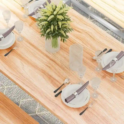 Charming Simple Style Dining Table Set with a Table and two Benches, with Foot Pad, for Kitchen, Dining Room