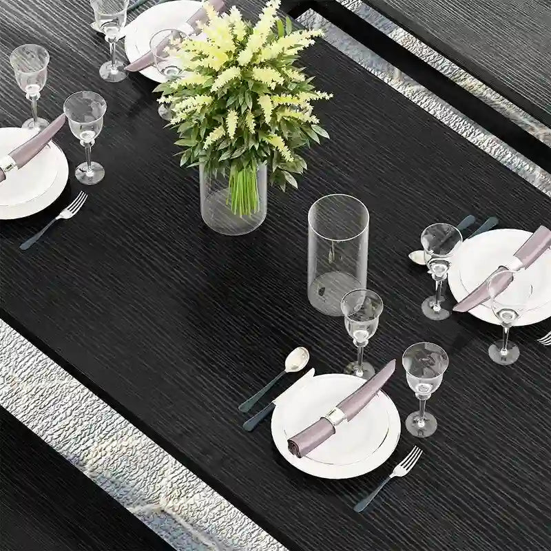 Charming Simple Style Dining Table Set with a Table and two Benches, with Foot Pad, for Kitchen, Dining Room