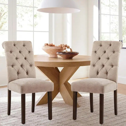 Tufted Parsons Dining Side Chairs ,Upholstered Fabric Dining Chairs Kitchen Chairs with Padded Seat(Set Of 2) - set of 2