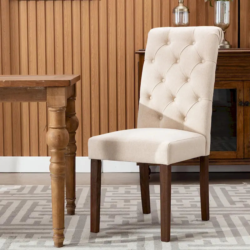 Tufted Parsons Dining Side Chairs ,Upholstered Fabric Dining Chairs Kitchen Chairs with Padded Seat(Set Of 2) - set of 2