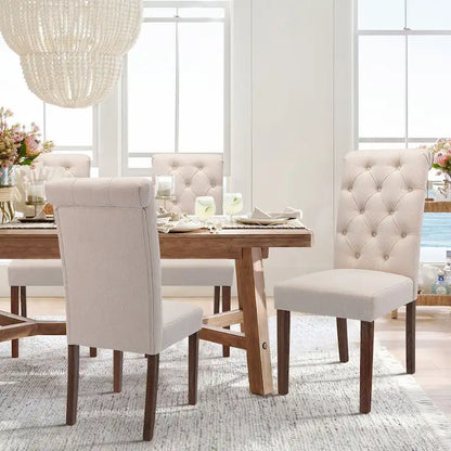 Tufted Parsons Dining Side Chairs ,Upholstered Fabric Dining Chairs Kitchen Chairs with Padded Seat(Set Of 2) - set of 2
