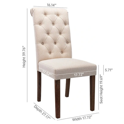 Tufted Parsons Dining Side Chairs ,Upholstered Fabric Dining Chairs Kitchen Chairs with Padded Seat(Set Of 2) - set of 2
