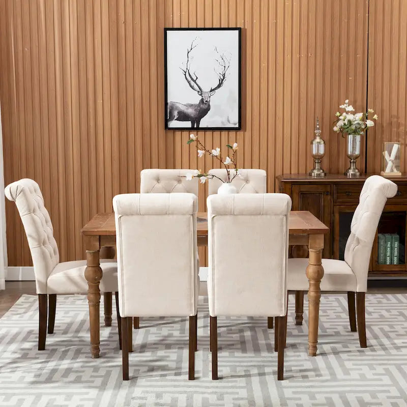 Tufted Parsons Dining Side Chairs ,Upholstered Fabric Dining Chairs Kitchen Chairs with Padded Seat(Set Of 2) - set of 2