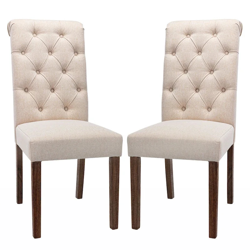 Tufted Parsons Dining Side Chairs ,Upholstered Fabric Dining Chairs Kitchen Chairs with Padded Seat(Set Of 2) - set of 2