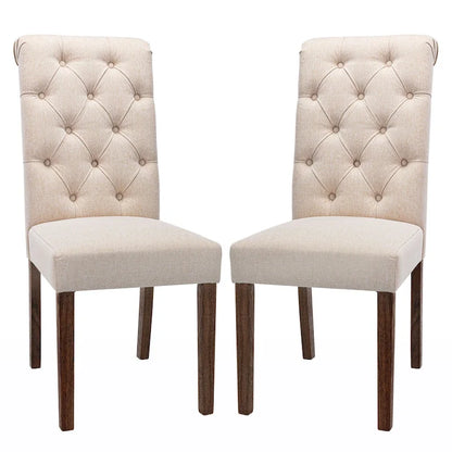 Tufted Parsons Dining Side Chairs ,Upholstered Fabric Dining Chairs Kitchen Chairs with Padded Seat(Set Of 2) - set of 2
