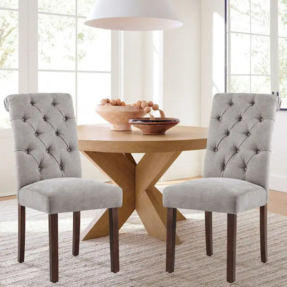 Tufted Parsons Dining Side Chairs ,Upholstered Fabric Dining Chairs Kitchen Chairs with Padded Seat(Set Of 2) - set of 2