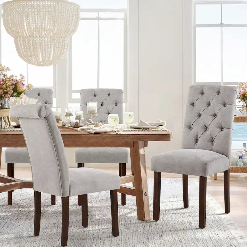 Tufted Parsons Dining Side Chairs ,Upholstered Fabric Dining Chairs Kitchen Chairs with Padded Seat(Set Of 2) - set of 2