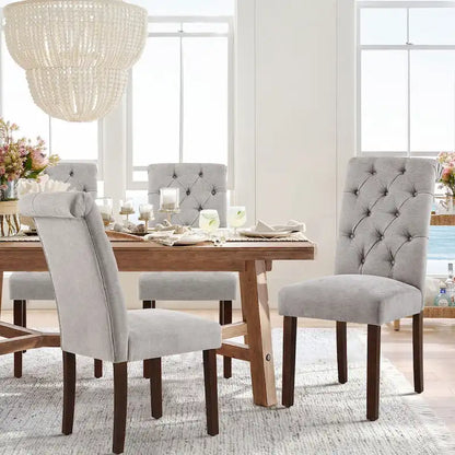 Tufted Parsons Dining Side Chairs ,Upholstered Fabric Dining Chairs Kitchen Chairs with Padded Seat(Set Of 2) - set of 2