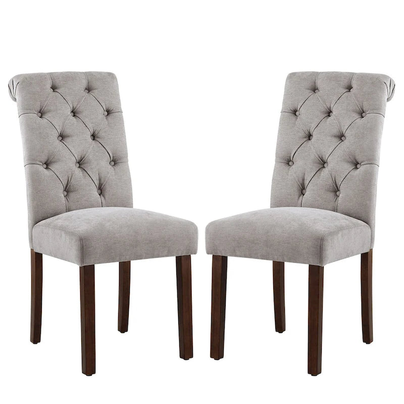 Tufted Parsons Dining Side Chairs ,Upholstered Fabric Dining Chairs Kitchen Chairs with Padded Seat(Set Of 2) - set of 2
