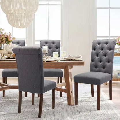 Tufted Parsons Dining Side Chairs ,Upholstered Fabric Dining Chairs Kitchen Chairs with Padded Seat(Set Of 2) - set of 2