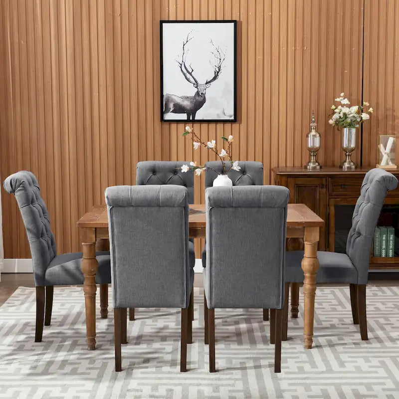 Tufted Parsons Dining Side Chairs ,Upholstered Fabric Dining Chairs Kitchen Chairs with Padded Seat(Set Of 2) - set of 2