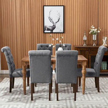 Tufted Parsons Dining Side Chairs ,Upholstered Fabric Dining Chairs Kitchen Chairs with Padded Seat(Set Of 2) - set of 2