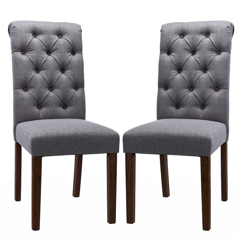 Tufted Parsons Dining Side Chairs ,Upholstered Fabric Dining Chairs Kitchen Chairs with Padded Seat(Set Of 2) - set of 2