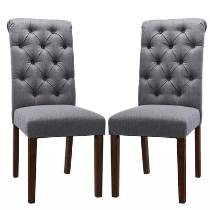 Tufted Parsons Dining Side Chairs ,Upholstered Fabric Dining Chairs Kitchen Chairs with Padded Seat(Set Of 2) - set of 2