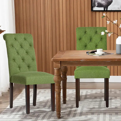 Tufted Parsons Dining Side Chairs ,Upholstered Fabric Dining Chairs Kitchen Chairs with Padded Seat(Set Of 2) - set of 2