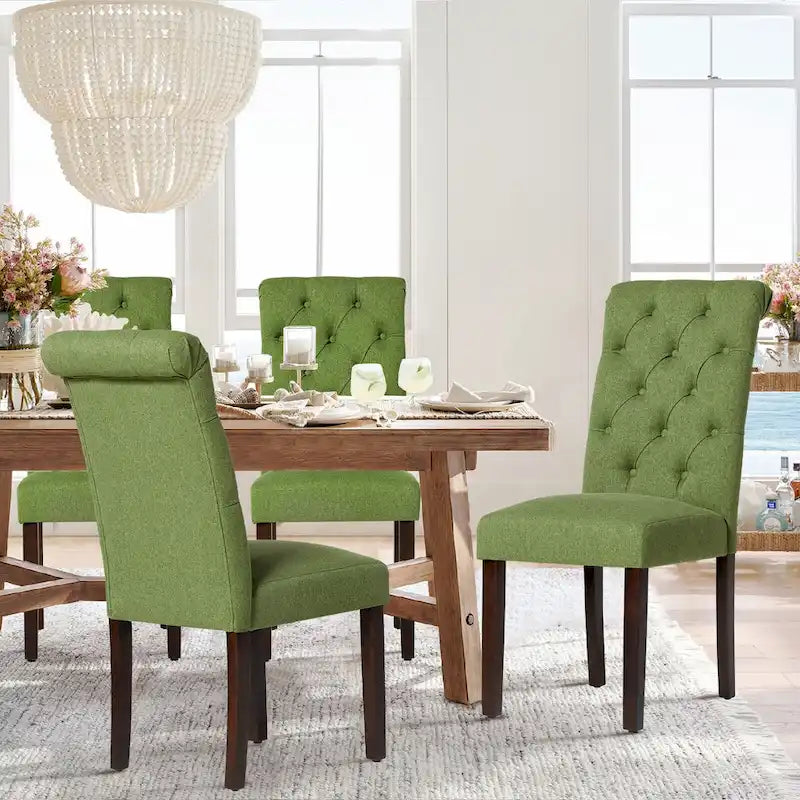 Tufted Parsons Dining Side Chairs ,Upholstered Fabric Dining Chairs Kitchen Chairs with Padded Seat(Set Of 2) - set of 2