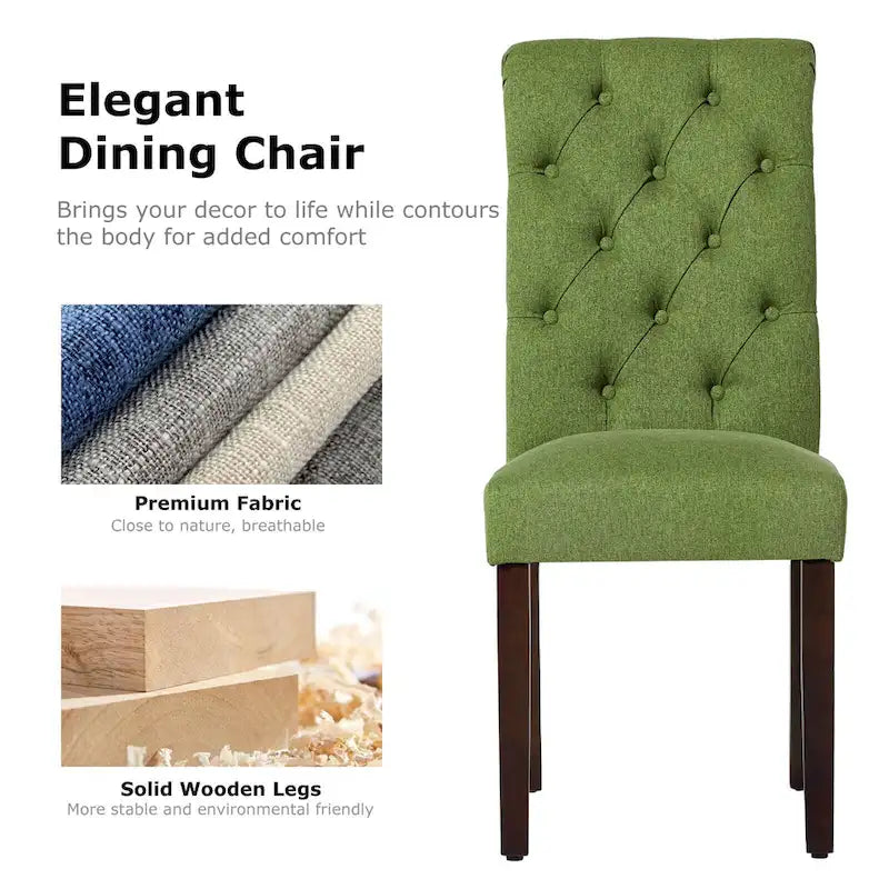 Tufted Parsons Dining Side Chairs ,Upholstered Fabric Dining Chairs Kitchen Chairs with Padded Seat(Set Of 2) - set of 2