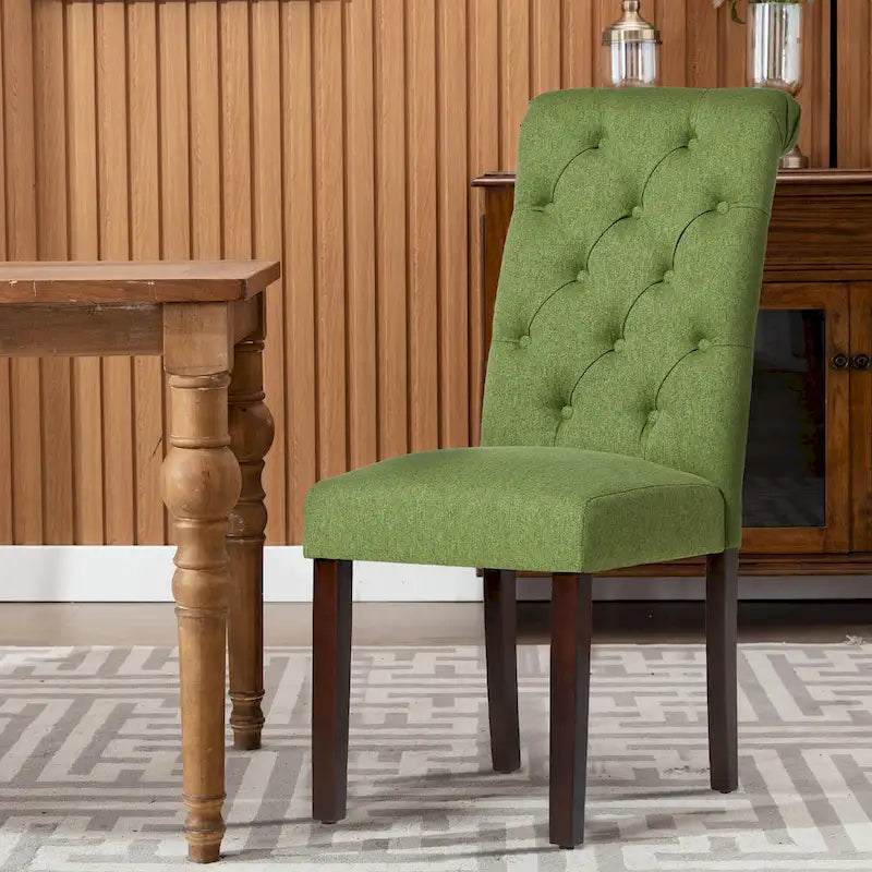 Tufted Parsons Dining Side Chairs ,Upholstered Fabric Dining Chairs Kitchen Chairs with Padded Seat(Set Of 2) - set of 2
