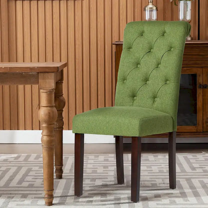 Tufted Parsons Dining Side Chairs ,Upholstered Fabric Dining Chairs Kitchen Chairs with Padded Seat(Set Of 2) - set of 2