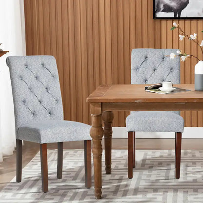 Tufted Parsons Dining Side Chairs ,Upholstered Fabric Dining Chairs Kitchen Chairs with Padded Seat(Set Of 2) - set of 2